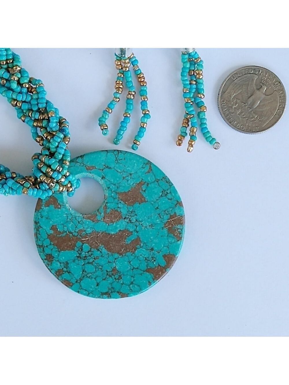 New Faux Turquoise Seed Beads Necklace Set ♥️ - Picture 7 of 7